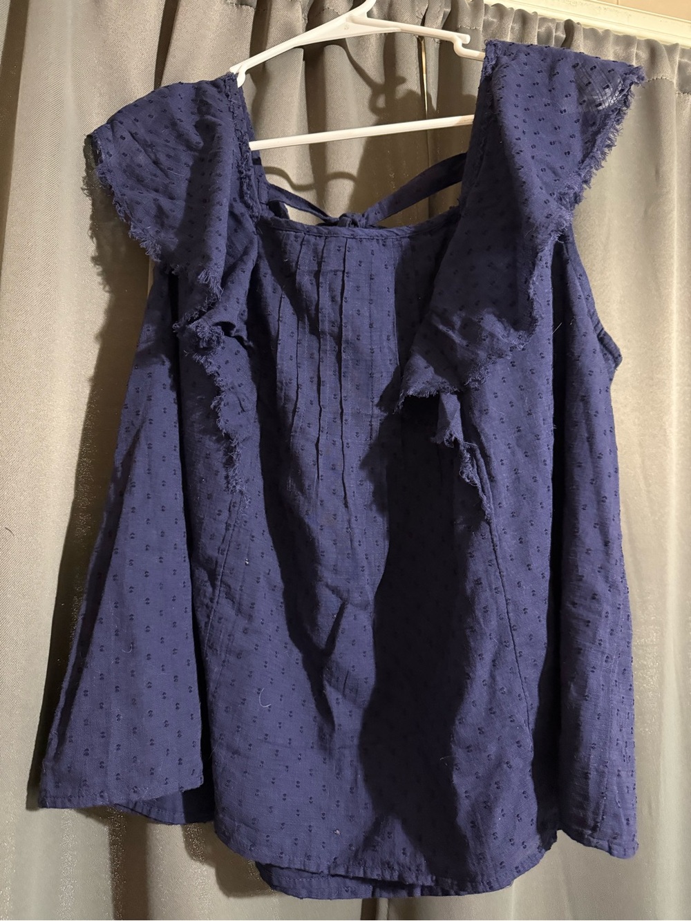 True Craft Navy Blue Ruffle Tank Top